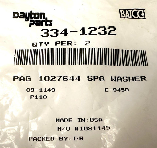 Pack of (2) Dayton 3341232 Page Lift Axle Spring Washer Suspension Ki