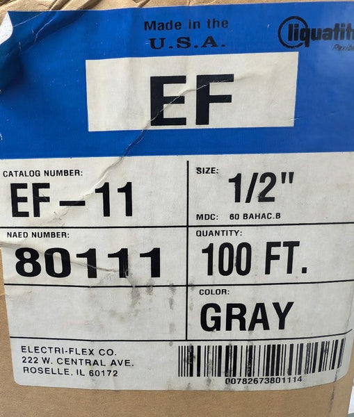 ElectriFlex EF11 Liquid Tight Flexible Conduit Steel Gray 1/2" Size