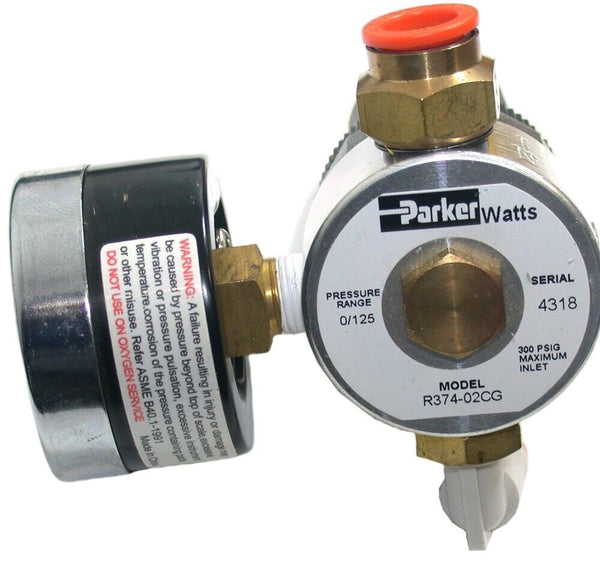 Parker Watts R37402CG 1/4" NPT 0 125 PSI Air Regulator w/ Pressure