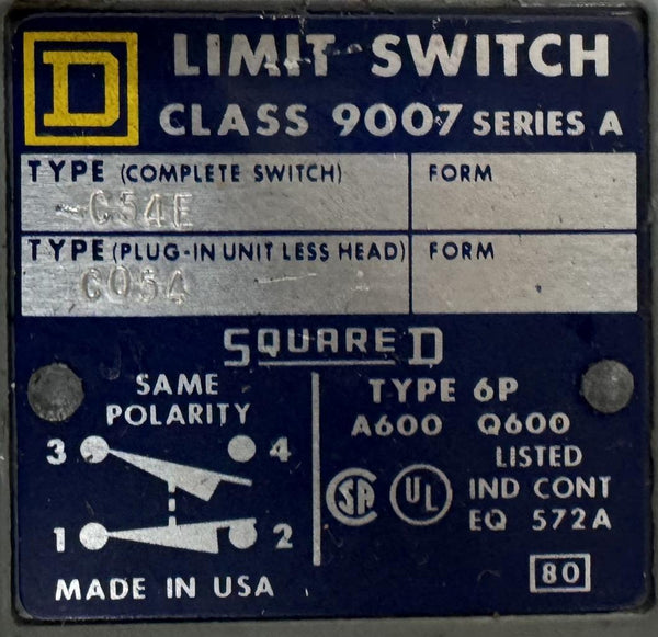 Square D 9007C54E Limit Switch Series A Surplus Select