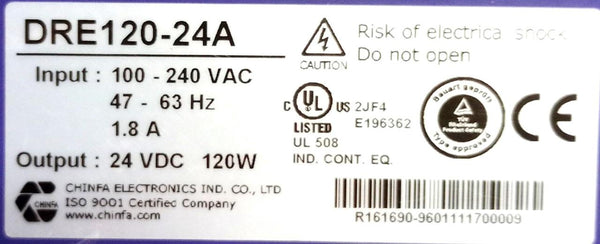 Chinfa DRE120-24A Switching Mode Power Supply 100-240VAC 1.8A 24VDC ...