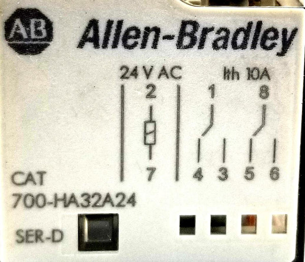 AllenBradley 700HA32A24 Relay 10 Amp 24VAC 5060Hz Ser D 2 CO (DPDT