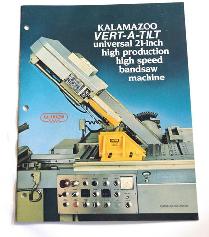 KALAMAZOO UNV-84 HIGH SPEED BANDSAW MACHINE BROCHURE