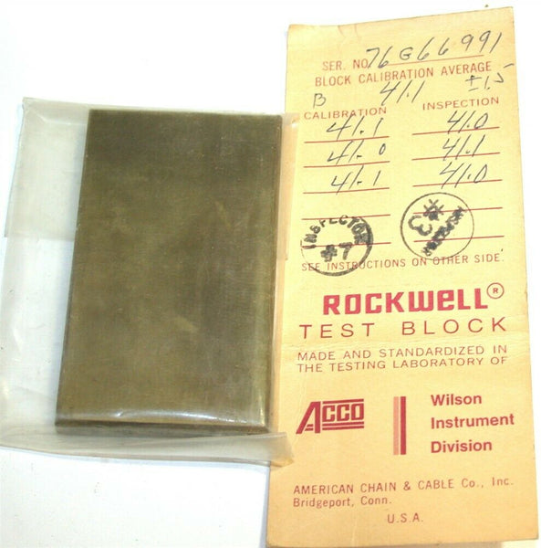 Wilson Rockwell Hardness Test Block B 41.1 Surplus Select
