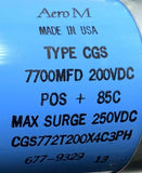 Aero M CGS772T200X4C3PH Capacitor Type CGS 7700 MFD 200 VDC