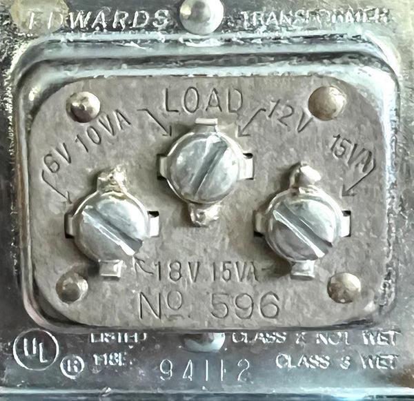 Edwards 596 Transformer 6 V 10 VA, 12 V 15 VA, 18 V 15 VA