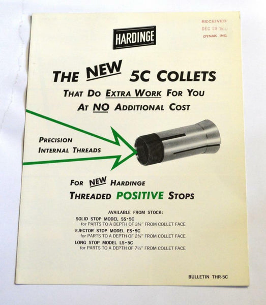 HARDINGE THR5C 5C COLLET BROCHURE Surplus Select