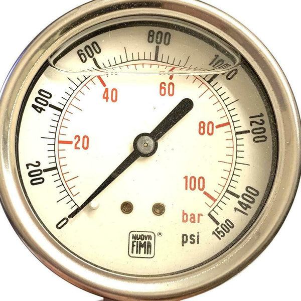 Nuova Fima HC1P100S Liquid Filled Pressure Gauge 01500 PSI 1/4" NPT