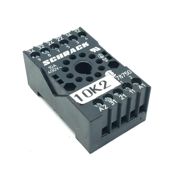 Schrack MR78750 11Pin Relay Socket 10A 400VAC DIN Rail Mount Surplus
