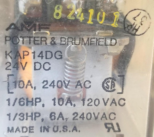 AMF Potter & Brumfield KAP14DG Relay 24VDC 10A 240VAC (Lot of 5)