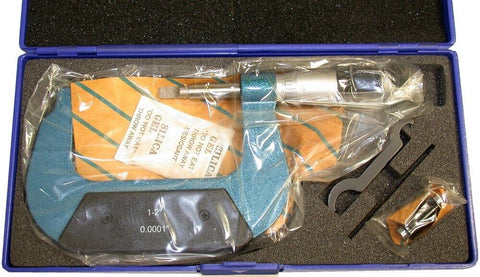 Chicago 1 to 2" Carbide tipped Blade Non-Rotating Spindle .0001" Micrometer New