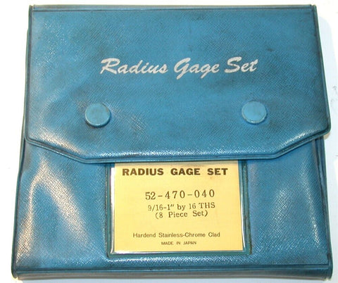 Fowler 8 PC Radius Gage Set ranges 9/16″ to 1″ by 16ths 52-470-040