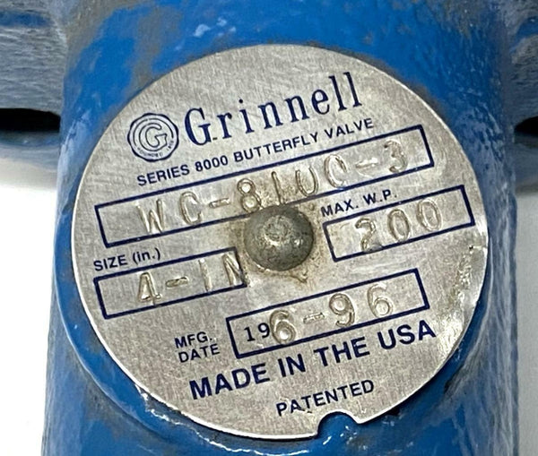Grinnell WC81003 4" Butterfly Valve Actuator 200 PSI