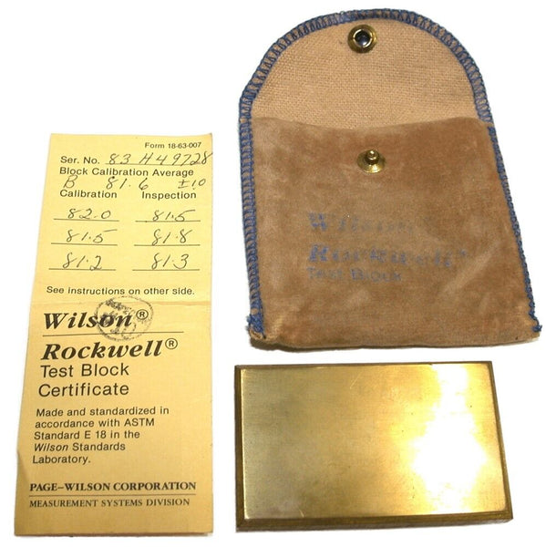 Wilson Rockwell Hardness Test Block B 81.6 Surplus Select