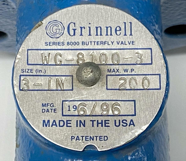 Grinnell WC81003 3" Butterfly Valve Actuator 200 PSI