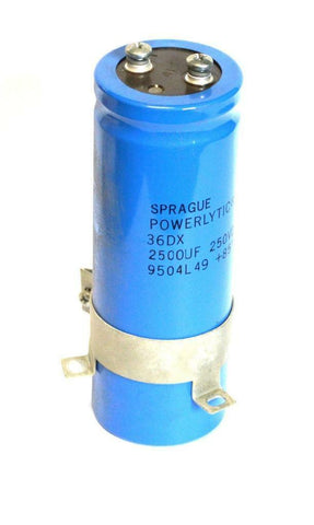 SPRAGUE POWERLYTIC TYPE 36DX CAPACITOR 2500 UF 250 VDC (2 AVAILABLE)