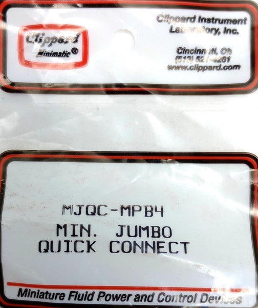 Clippard MJQCMPB4 Minimatic Jumbo Quick Connect Valve 1/8" NPT 14 SCF