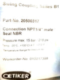 Oetiker 20500317 Swing Coupling Male Connection 1/4" NPT 218psi Max -20°C-100°C