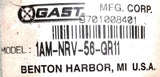 Gast 1AM-NRV-56-GR11 Pneumatic Gear Motor GR-11 Ratio 15:1