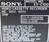 Sony EV-C100 Hi8 Video8 HiFi Stereo VCR VTR NTSC 120VAC 60Hz 12W