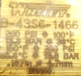 Whitey B-43S6-1466 Ball Valve Brass 200psi 100-150°F 4.7mm