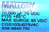 Mallory CGS103U075V4C Capacitor 10000uF 75VDC 95VDC Max Surge 85°C POS