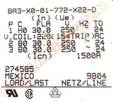 Carling Switch BA3-X0-01-772-X22-D Circuit Breaker 1P 250V Coil 220VAC 1500A