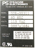 PS Syracuse DDR-00311 Timing Relay 60 Sec 115VAC 0887A1684 P-0401-63B P-0401-638