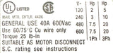Allen-Bradley 194E-E40-1753 Disconnect Load Switch Ser B 50-60Hz 40A W/ Knob