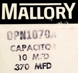 Mallory OPN1070A Capacitor 10MFD 370VAC 10uf 60Hz 70°C