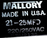 Mallory PSU2135 Capacitor 12-25MFD 220-250VAC DC1114326-62135 235-8720-02