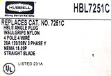 Hubbell HBL7251C Straight Blade Angle Plug 4P 20A 120-208V 3Ph Y (Lot of 3)