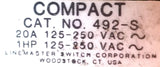 Compact 492-S Foot Switch 20A 1hp 125-250VAC W/ Linemaster Gaurd 522-B14