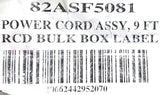 RCD 82ASF5081 Power Cord 9ft (Lot of 2)
