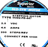Warner Slo-Syn M092-FD-447 Motor 2.5VDC 4.6A 200 Steps-Rev Connect Per 101025