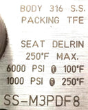 Whitey SS-M3PDF8 Manifold Control Valve Body 316 S.S. 1000-6000psi 100-250°F