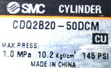 SMC CDQ2B20-50DCM Compact Pneumatic Cylinder 1MPa 145psi