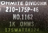 OHMITE 210-175P-46 Vitreous Enamled Resistor 1162 175W 1K OHMS