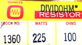 OHMITE 210-225P-46 Vitreous Enamled Resistor 1360 225W 100 OHMS