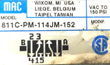 MAC 811C-PM-114JM-152 Solenoid Valve VAC To 150psi W/ Air Regulator