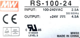 Mean Well RS-100-24 Power Supply Input 100-240VAC 2.5A 50-60Hz Output 4.5A 24V