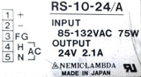 Nemic-Lambda RS-10-24/A Power Supply Input 85-132VAC 75W Output 24V 2.1A