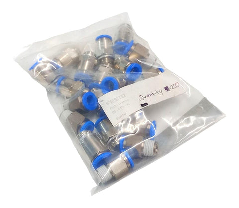 Festo OS-G1/4-10 Male Straight Push-In Fitting 10mm OD 186101 - Pack of (20)