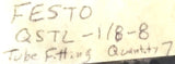 Festo QSTL-1/8-8 Push To Connect Tee Tube Fitting (Bag of 7)
