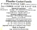 Pfaudler 316862 Gasket 4-1/16" I.D. X 6-1/2" O.D.