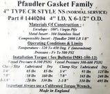 Pfaudler 1440204 Gasket 4" I.D. X 6-1/2" O.D.