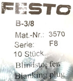 Festo B-3/8 Blanking Gap Vacant Plug 3570 Ser F8 (Bag of 10)