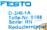 Festo D-3/4I-1A Gas Connector 9168 Ser RN