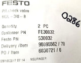 Festo HGL-3/8-B PH Check Valve FE30032 10bar 60°C