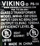 Viking MW48-1381250A Class 2 Transformer L120710 Input 120VAC 60Hz 24W